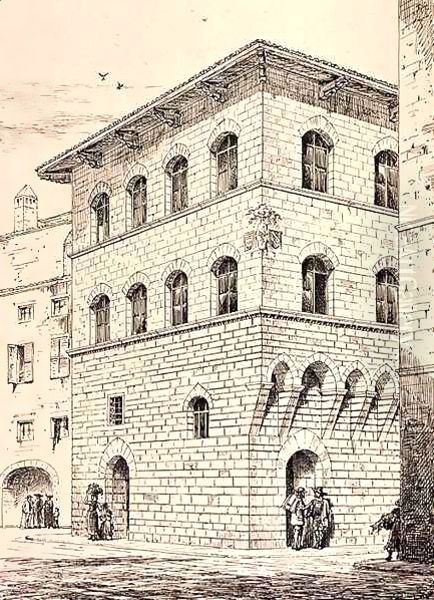 14th Century House, Florence, Italy, from 'Examples of the Municipal, Commercial, and Street Architecture of Italy and France from the 12th to the 15th Century' - view 1