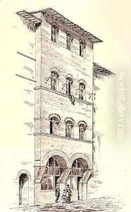 View of a Brick House, Montepulciano, Italy, from 'Examples of the Municipal, Commercial, and Street Architecture of France and Italy from the 12th to the 15th Century' by R. Anderson