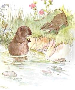 'Called on Squire Water Rat, old friend of the family', illustration from 'The Mischievious Mousie Book'