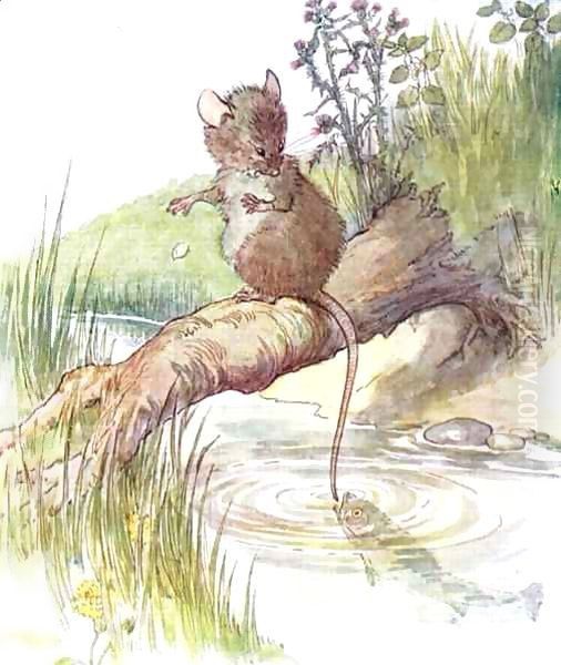 'A fish came along and gave it a sharp nip', illustration from 'The Mischievious Mousie Book' - view 1