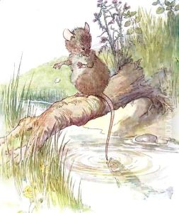 'A fish came along and gave it a sharp nip', illustration from 'The Mischievious Mousie Book'