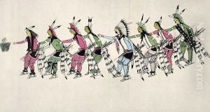 Public dance in honour of the warrior He Dog by Amos Bad Heart Buffalo