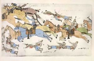 Retreat of Major Marcus Reno's command 8 by Amos Bad Heart Buffalo