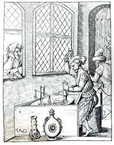 Officer of the Mint, illustration from 'Science and Literature in the Middle Ages and the Renaissance' Officer of the Mint, illustration from 'Science and Literature in the Middle Ages and the Renaissance'