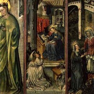 Annunciation, centre left panel of polyptych Annunciation, centre left panel of polyptych