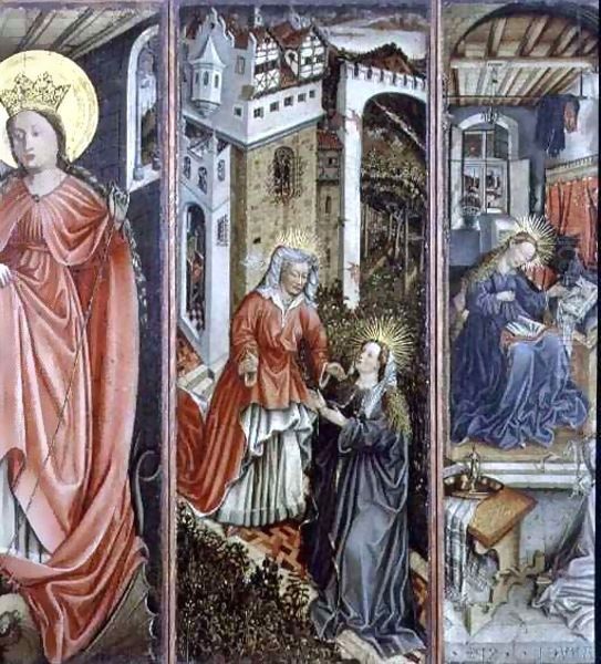 Visitation, centre right panel of polyptych - view 1