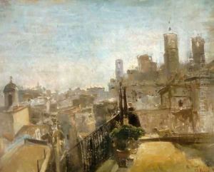View of Barcelona from a terrace roof of Riera de San Juan