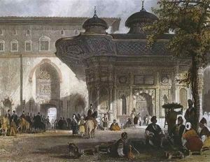 Imperial gate of Topkapi Palace and fountain of Sultan Ahmed III, Istanbul by Allote