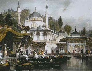 The Mihrimah Sultan mosque at Uskudar, on the Anatolian shore of the Bosphorus, facing Istanbul