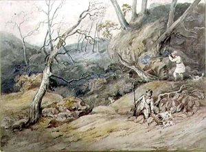 Sportsmen in a Wood by Henry Thomas Alken