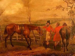 Huntsmen Smoking by a Fence by Henry Thomas Alken