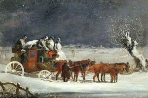 Coaching Scene The London to Dover Mail in Winter by Henry Thomas Alken
