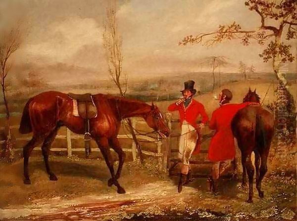 Gentlemen Smoking by a Fence - view 1