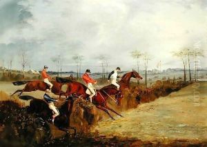 A Steeplechase, Taking a Hedge and Ditch by Henry Thomas Alken