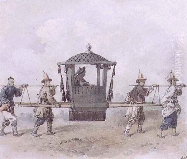 Chinese Servants Bearing a Palanquin - view 1