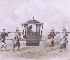Chinese Servants Bearing a Palanquin