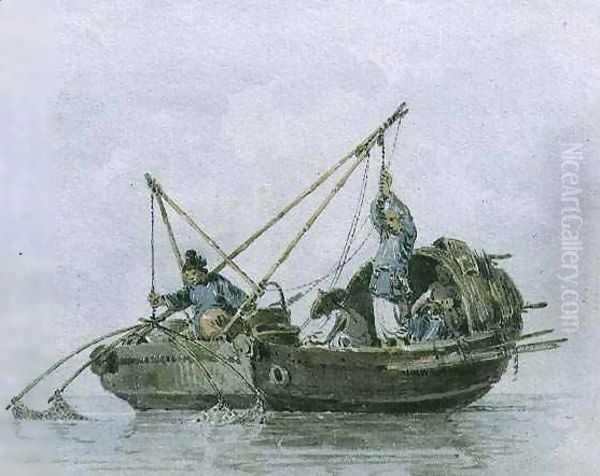Chinese Fishermen in a Junk - view 1