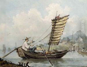 Chinese Sailor Smoking in his Junk by William Alexander