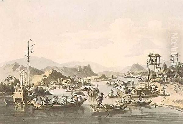Cochin-Chinese Shipping on the River Taifo, plate 15 from 'A Voyage to Cochinchina' by William Alexander