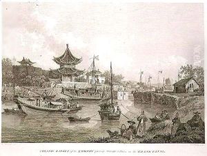 Chinese Barges of the Embassy Passing Through a Sluice of the Grand Canal