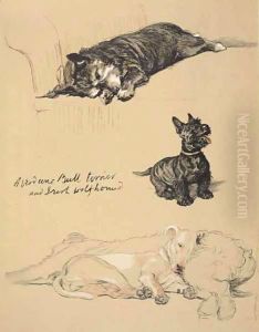 Aberdeens, Bull-Terrier and Irish Wolfhound by Cecil Charles Aldin