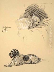Sealyham and Setter by Cecil Charles Aldin