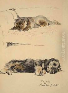 Chow and Dandie Puppy by Cecil Charles Aldin