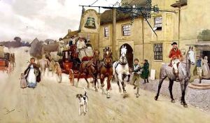 The Great North Road, The Bell at Stilton by Cecil Charles Aldin