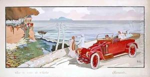 'On the road to Naples', advertisement for Renault motor cars by Aldelmo