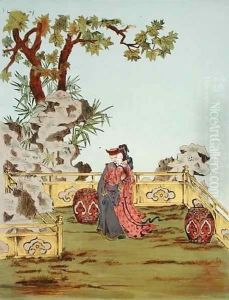 Couple in a Chinese garden, from 'Ornaments of China'