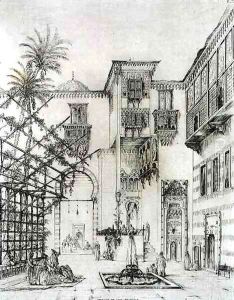 Interior of a courtyard, in Cairo, from 'Art and Industry' by Jean Francois Albanis de Beaumont