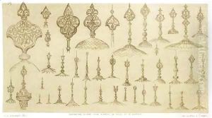 Ornamental knobs shaped as domes and minarets, from 'Art and Industry' by Jean Francois Albanis de Beaumont