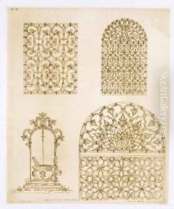 Islamic ironwork grills for windows and wells, from 'Art and Industry' by Jean Francois Albanis de Beaumont