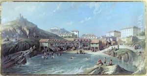 The Beginning of Sea Swimming in the Old Port of Biarritz by Jean Jacques Alban de Lesgallery