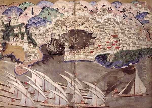 The Ottoman Fleet Blocking the Port of Marseille in 1454 - view 1