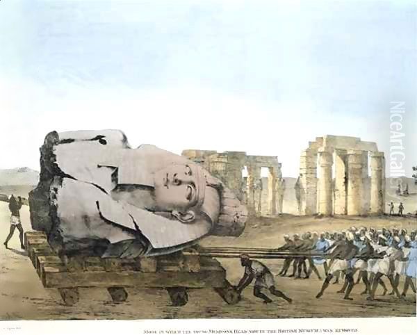 Mode in wich the Young Memnon's head was removed, form Plates illustrative of the Researches in Egypt and Nubia - view 1