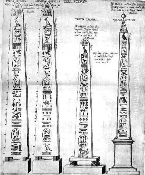 Egyptian obelisks with hieroglyphics - view 1
