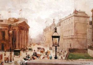 Pall Mall from the National Gallery, with a view of the Royal College of Physicians by Joseph Poole Addey