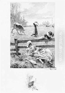 The servant Felicite and the bull, illustration from 'Un coeur simple' by Louis Emile Adan