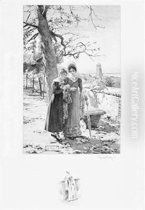 Madame Aubain and Felicite by Louis Emile Adan