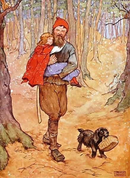 The Woodcutter carries Red Riding Hood home, illustration from 'The Beautiful Book of Nursery Rhymes, Stories and Pictures' - view 1