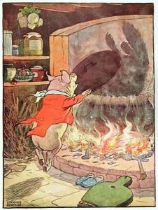 'The wolf tumbled into the water with a splash', illustration from 'The Three Little Pigs' by Frank Adams