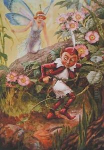 Nymphidia and Puck from 'Nymphidia' by Frank Adams