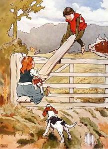 See-Saw Marjorie-Daw, illustration from 'The Beautiful Book of Nursery Rhymes, Stories and Pictures' by Frank Adams