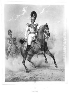 Portrait of Nicholas I Pavlovich (1796-1855) on horseback with his Army by Victor Adam