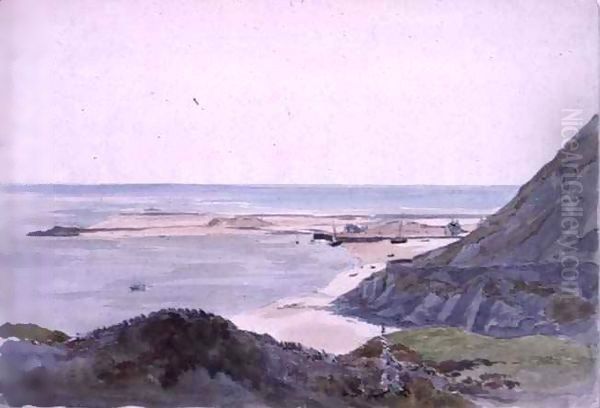 A coast scene with a harbour - view 1