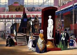View of 'The Greek Slave' by Hiram Power (1805-73) a sculpture in the United States section of the Great Exhibition of 1851, from Dickinson's Comprehensive Pictures by John Absolon