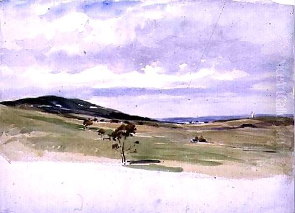 Landscape with a windmill and village - view 1