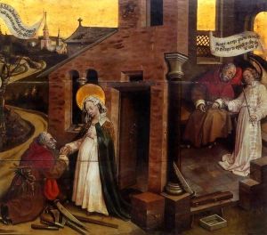 Joseph's Repentance and Second Dream (detail of Life of Saint Joseph) by Robert Campin