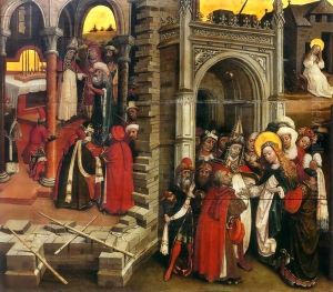 Miracle of the Rod and Betrothal of the Virgin (detail of Life of Saint Joseph) by Robert Campin